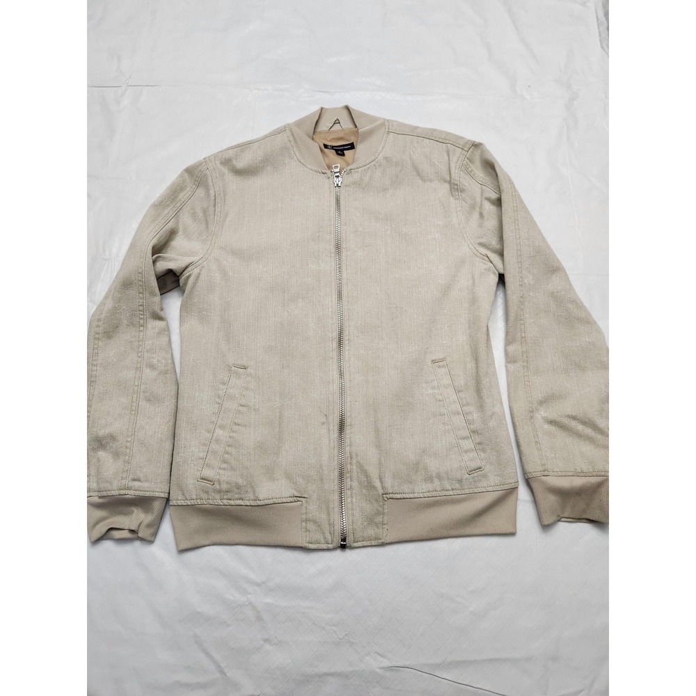 INC International Concepts Jacket Mens Medium Beige Cotton Bomber Lined Casual